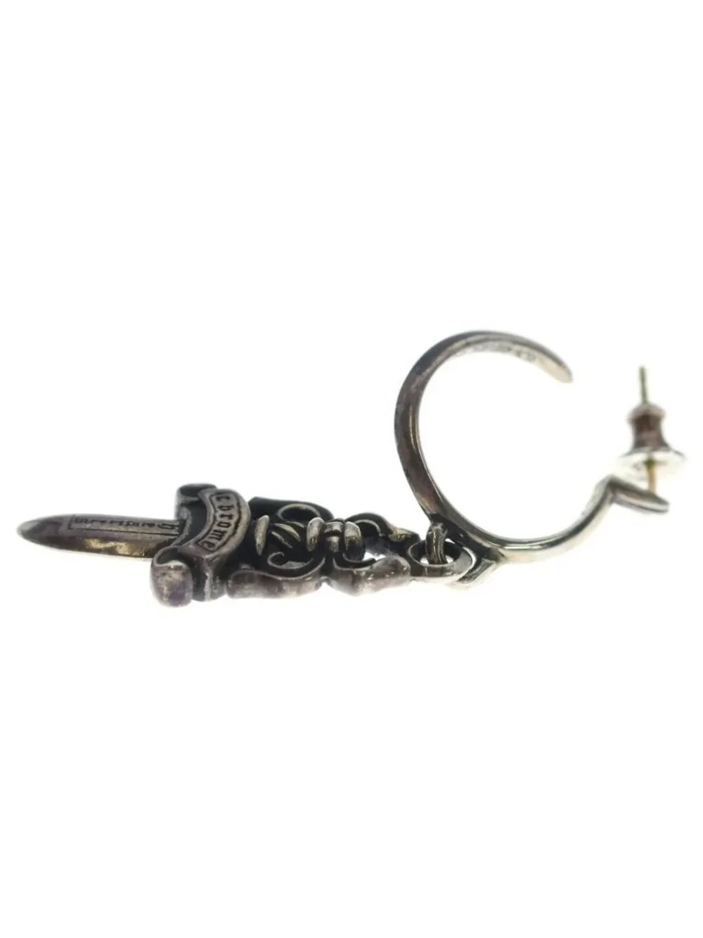 Chrome Hearts No5 Dagger 5 Hoop Earrings Silver